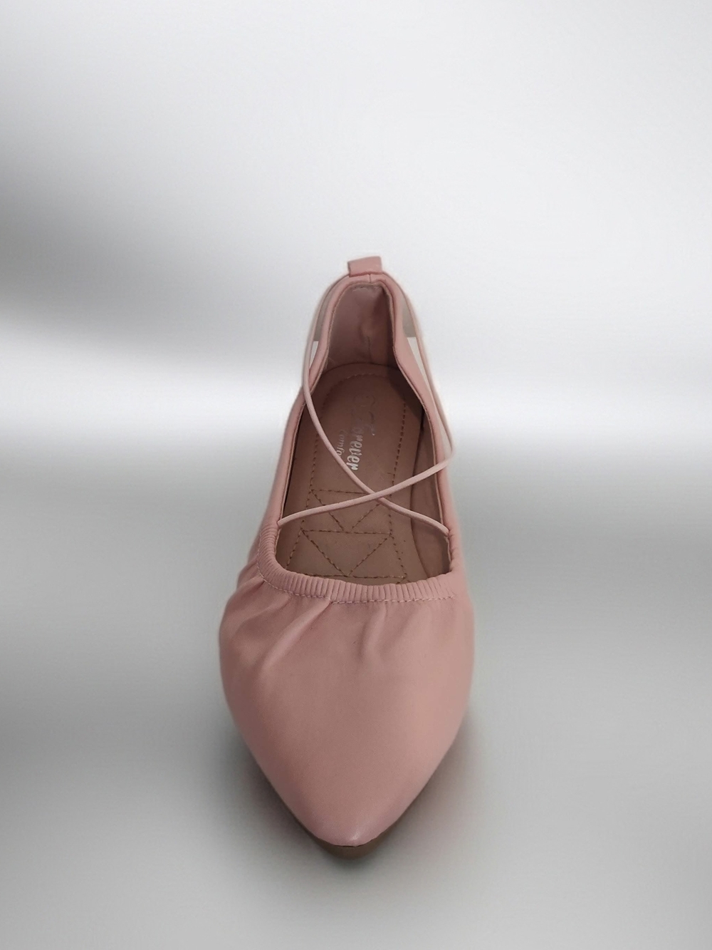 Forever Comfort Pointed Ballet Flat with Crisscross Straps in Dusty Pink